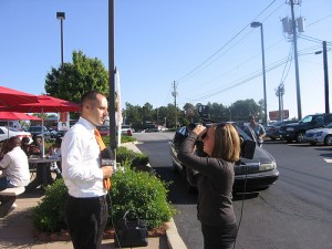 Media Interviewing Steve Franklin, Mgr., Chick Fil A, Macon